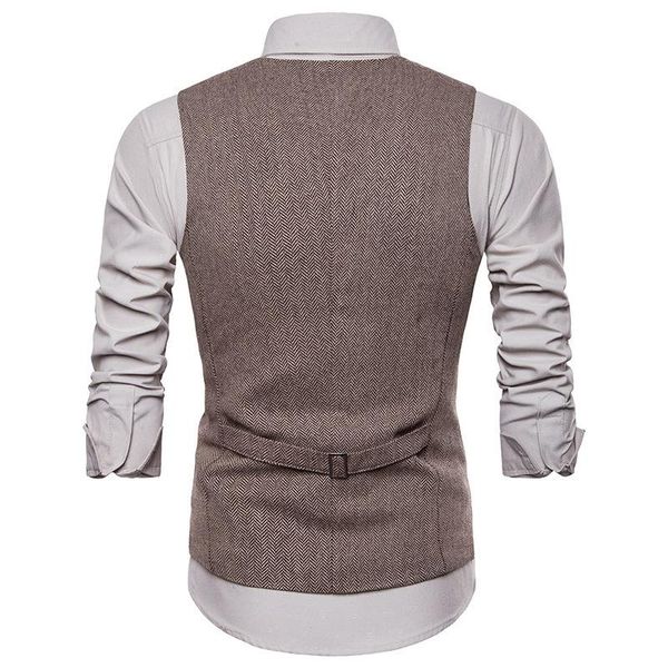 

smart casual suit vest men business waistcoat fashion formal dress single breasted classic v-neck wedding men's vests, Black;white