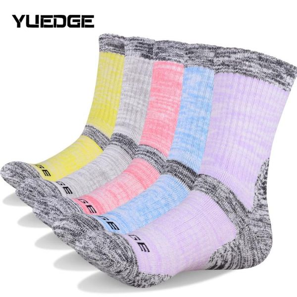 

sports socks yuedge 5 pcs woman cotton outdoor trekking climbing walking running hiking cycling fiets sokken, Black