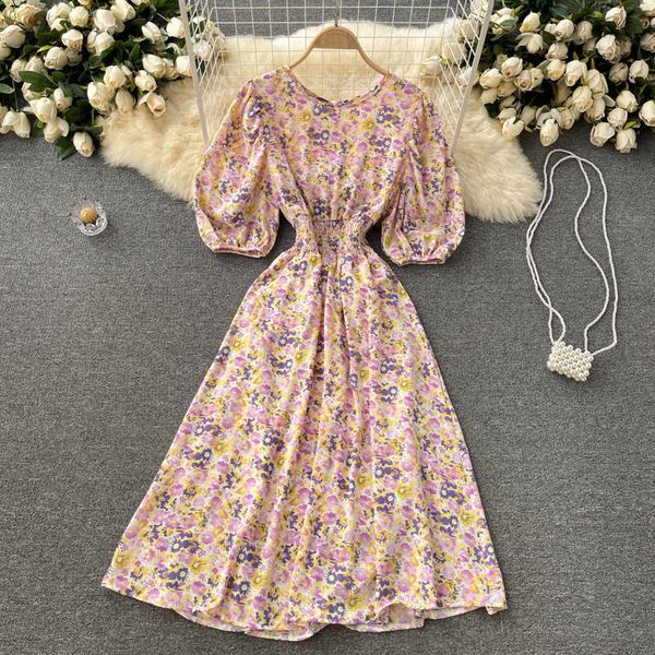 

deat women printing midi-long dress round neck three quarter sleeve arrivals temperament fashion spring summer 11d573 210709, Black;gray