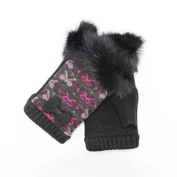 

fingerless gloves 2021 winter in women' knitted wool fashion keep warm thickened student writing cute mittens, Blue;gray