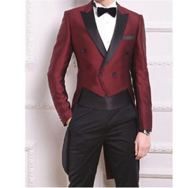 

men's suits & blazers (jacket+pant+bowtie+handkerchief) swallow tailed coat fashion men custom homme terno slim fit formal blazer brand, White;black