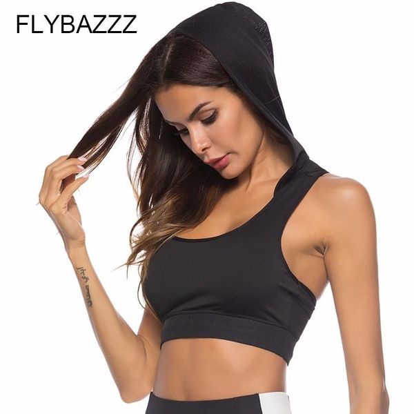 

gym clothing womens shockproof running vest hooded sports bra padded tank crop quick-dry fitness yoga shirts, White;black