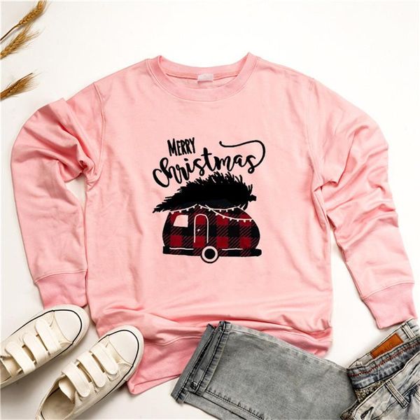 

women's hoodies & sweatshirts merry christmas letter print women kpop sweatshirt cute plaid car tree graphic hoodie ulzzang harajuku ov, Black