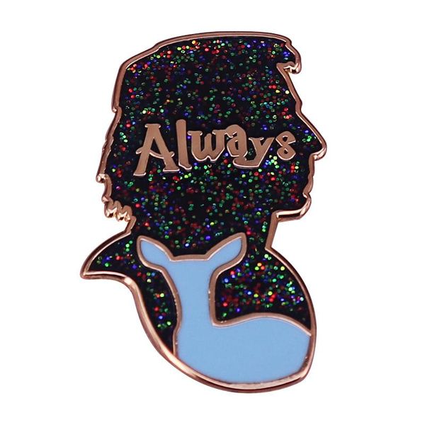

pins, brooches always glitter bravest man severus snape enamel pin, Gray