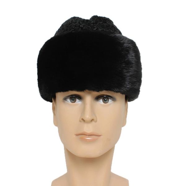 

wide brim hats luxury sheep wool cap men warm genuine with woolen hat winter 100%natural sheepskin caps, Blue;gray