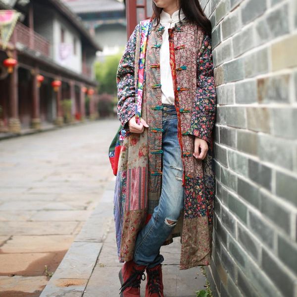 

women's trench coats 2021 spring and autumn pure cotton clothes folk style dress stitching long coat women, Tan;black
