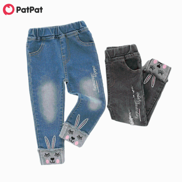 

patpat arrival autumn and spring baby toddler embroidered denim pants children's clothing jeans, Blue