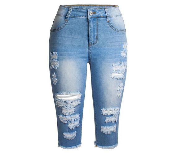 

woman denim shorts 2021 light blue short pants mid waist elastic skinny mom jeans oversize s to 4xl fashion streetwear cowboy women's