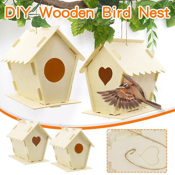 

bird cages wooden home decoration diy hand painted crafts graffiti house