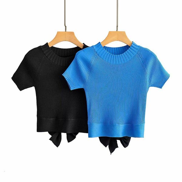 

t shirt 2021 autumn women's slim and versatile knitting short sleeve, White