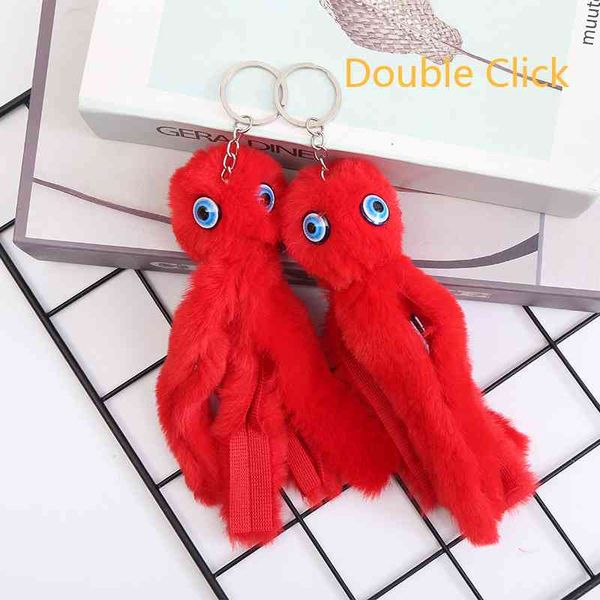 Kimter Portachiavi soffici con animali carini Pompon Polpo Portachiavi in peluche Portachiavi Ciondolo per borsa da donna per giocattoli per bambini Accessori moda Regalo