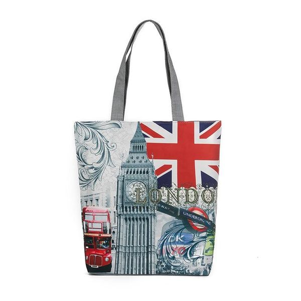 Borse da sera London British Flag Borsa da donna grande in tela di cotone Borse a tracolla con manico superiore