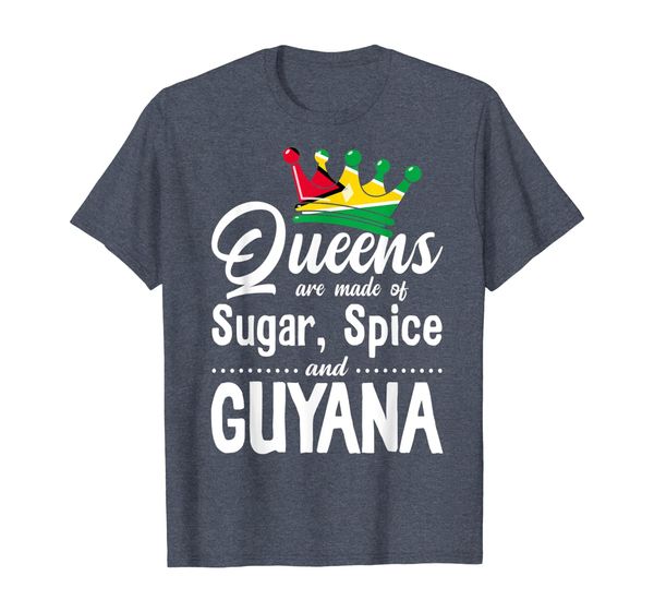 

queens are made of sugar spice and guyana t shirt, White;black