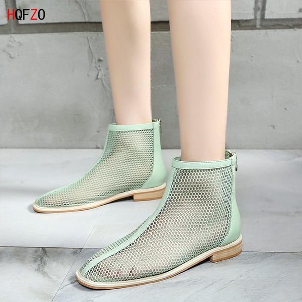 

boots hofzo casual breathable cool summer boot zip platform fashion women shoes sneakers ankle booties black mesh sandals mujer 2021