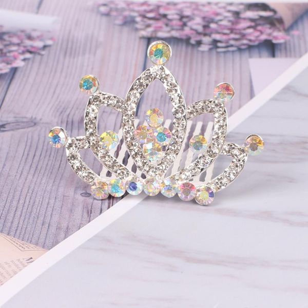 

crowns kids artificial diamonds hair ornaments girls comb accessories (white) clips