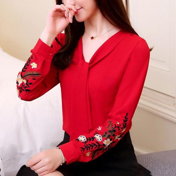 

fashion woman blouses 2021 long sleeve chiffon women blouse shirt office lady blusas red ol 0547 30 women's & shirts, White
