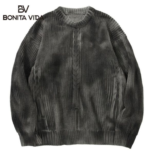 

men's sweaters bonita vida loose tie dye sweater men fashion streetwear hip hop pullover vintage long sleeve oversize clothes, White;black