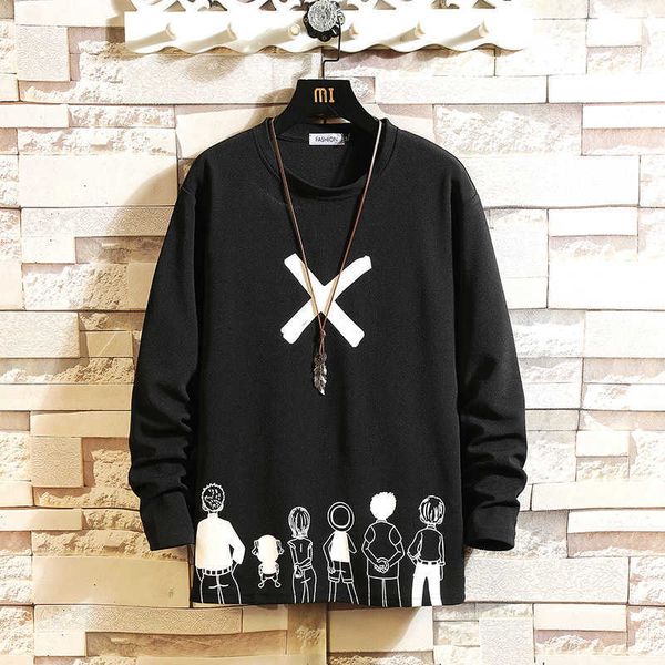

autumn spring black white tshirt tees style brand fashion clothes oversized m-5xl o neck long sleeve men's t shirt 210623, White;black