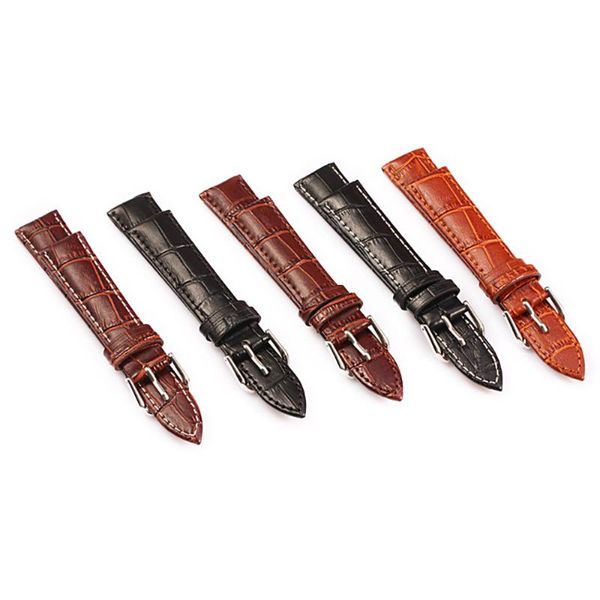 

watch bands watchband leather straps alligator grain embossed pattern calfskin replacement belt for 12mm-24mm wristband accessories, Black;brown
