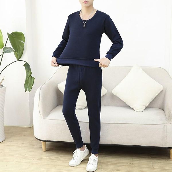 

men's tracksuits winter pants warm clothes underwear suits velvet thermal elastic, Gray