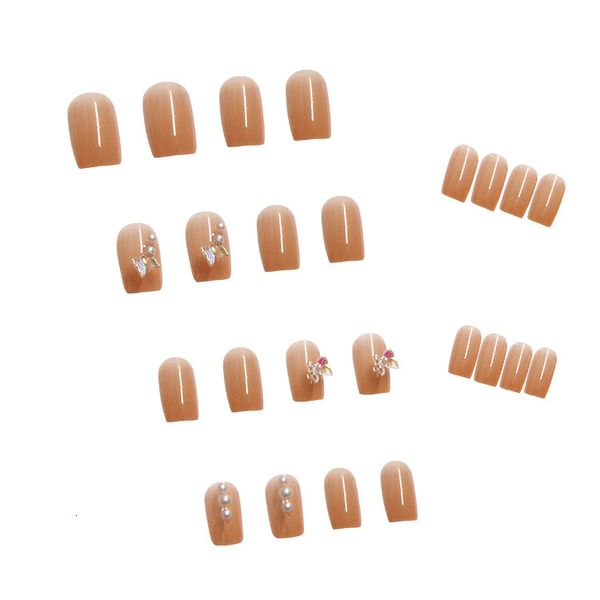 

nail wearing finished patch butterfly pearl nail 24, Red;gold