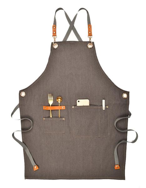 

aprons durable canvas with tool pockets, retro adjustable work for women/men