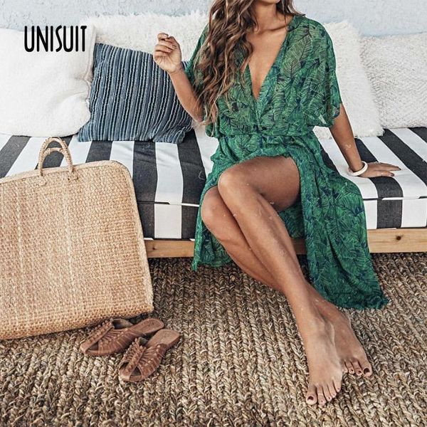 

women's swimwear 2021 spring summer lady cover up shirt dress print long sleeve v-neck casual loose holiday midi plus size, White;black