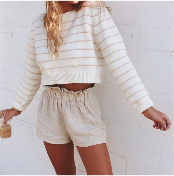 

fashion women autumn winter clothes long sleeve striep sweater elegant casual plain pullover truien dames ladies streetwearing, Black;white