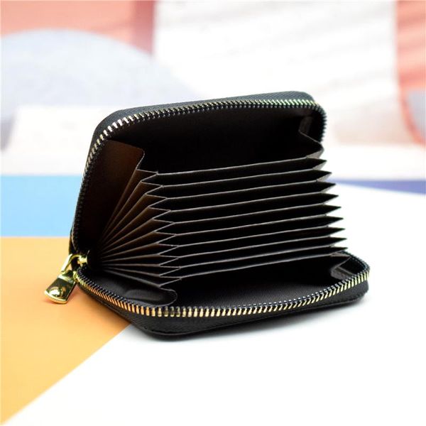 

card holders men business holder cow leather cardholder black bank/id/ wallet zipper 11 bits bag case, Brown;gray