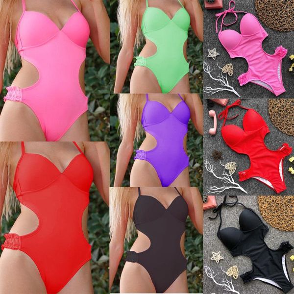 

one-piece suits hirigin 2021 est bikini set women swimwear push up padded bra swimsuit bahitng suit pure 5 color beach
