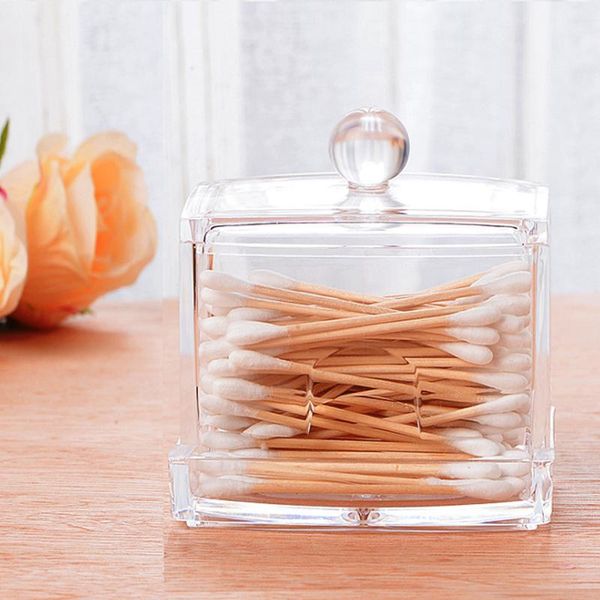 

storage bottles & jars portable container transparent cotton swab stick cosmetics plastic jewelry box crystal rack