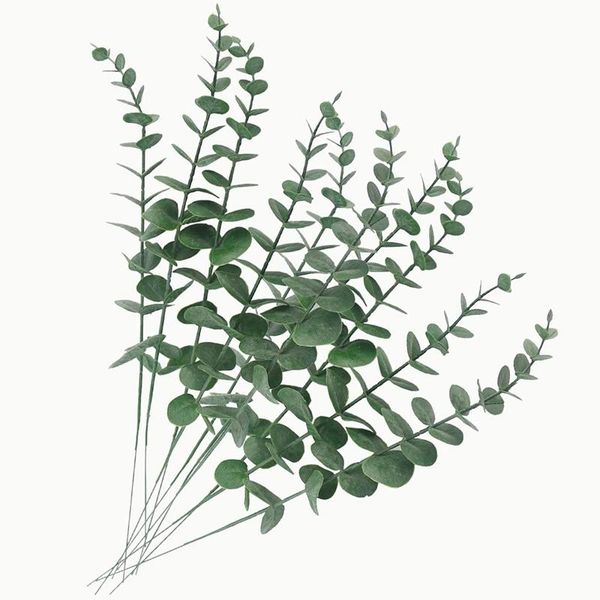 

decorative flowers & wreaths real press leaf artificial eucalyptus stem faux eucalyptuses wedding bouquet centerpiece home decor (green, 15)