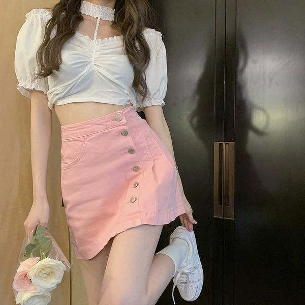 

denim versatile skirt with high waist and thin appearance, Black