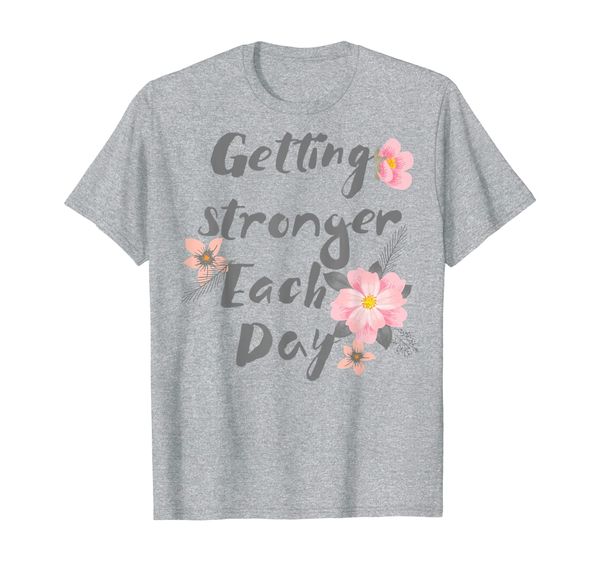 

getting stronger each day floral brush text graphic t-shirt, White;black