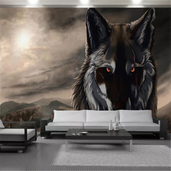 

wallpapers 3d animal wallcovering wallpaper ferocious wolf in the night modern home decor living room bedroom painting mural