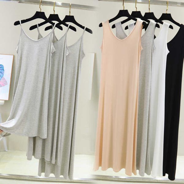 

cotton summer bit suspender vest skirt mid length loose sleeveless dress with backing, Black