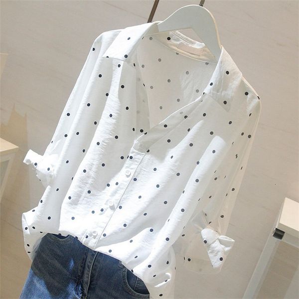 

women's blouses & shirts loose shirt for women's marbles, stylish korean shirt, cotton, with v-neck spring and autumn, r872, White