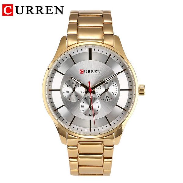 

wristwatches curren 8282 casual sport chronograph men's watch stainless steel quartz big dial watches luminous pointers men, Slivery;brown