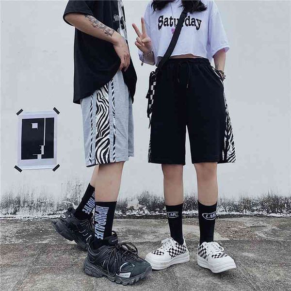 

summer korean style ins women shorts vintage zebra pattern high waist casual sports female harajuku jogger sweatpants, White;black