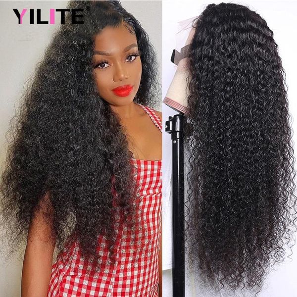 

lace wigs kinky curly 13x4 front human hair 100% brazilian remy hd frontal wig glueless natural hairline 30 inch, Black;brown