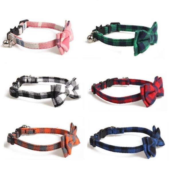 

dog collars & leashes 2021 pet collar bow cat buckle multi-color supplies small and british style with bell fashion