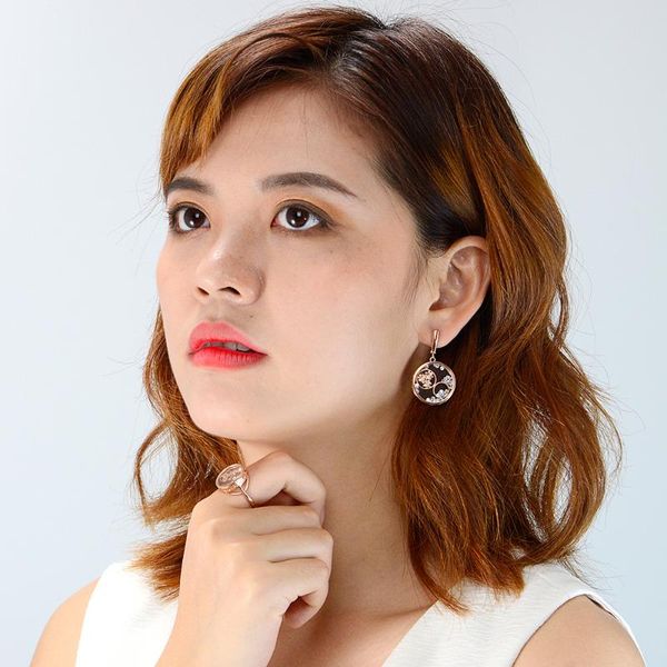 

unusual jewelery sets colorful jewelry set glass round engagement ring drop earring for wedding women gift earrings & necklace, Silver