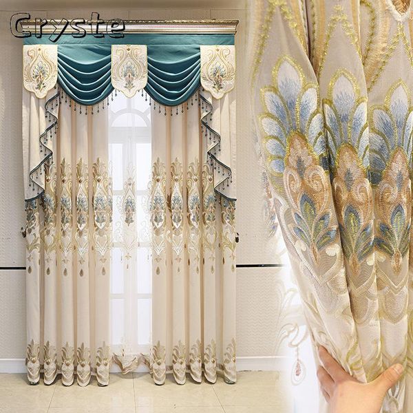 

curtain & drapes 2021 european style atmospheric hollow embroidered curtains blackout french window for living dining room bedroom