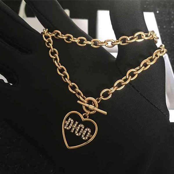 

christian/dio necklace d home early autumn letter cd female brass ot clasp clavicle love pendant sweater chain, Red;brown