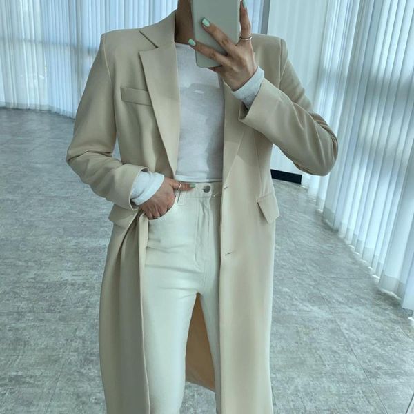

women's trench coats 2021 winter windbreakers cardigans blazers elegant oversized split coat basic long jackets, Tan;black