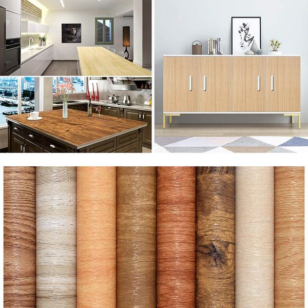 

wood grain wallpaper self adhesive waterproof furniture stickers contact paper dormitory kitchen door cabinet deskdecor wallpapers