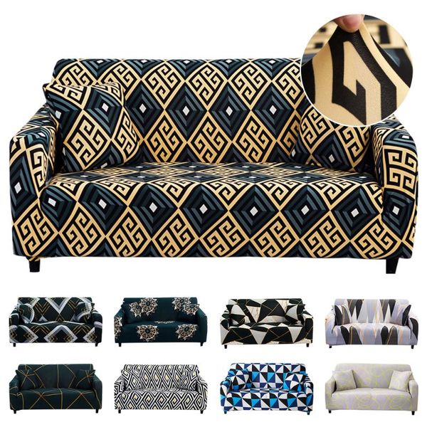 

chair covers 1/2/3/4-seaters geometric printing stretch elastic sofa cover cotton towel slip-resistant for living room