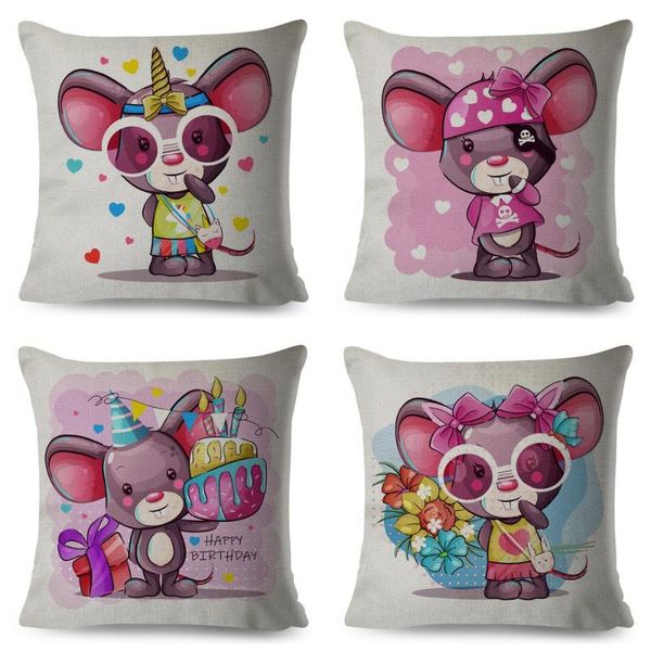 

cushion/decorative pillow cute cartoon mouse cushion cover decor flower animal case 100% polyester pillowcase for children room sofa home 45