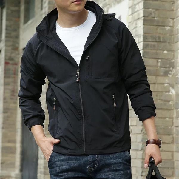 

men's jackets casual jacket thin section breathable military style outdoor hooded coat mountaineering clothes, Black;brown