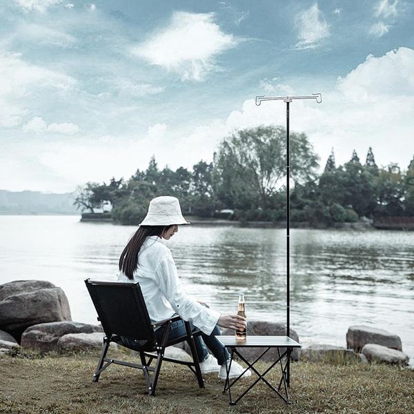 

lamp covers & shades folding pole and ground nail easy to carry standing camping light ultralight aluminum alloy lantern hanger